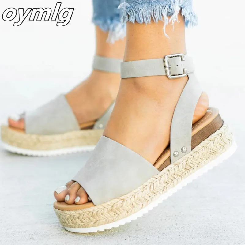 

Women Sandals Soft Leather Wedges Shoes Women Espadrilles Platform Sandals Female 4cm High Heels Sandals Summer Chaussures Femme