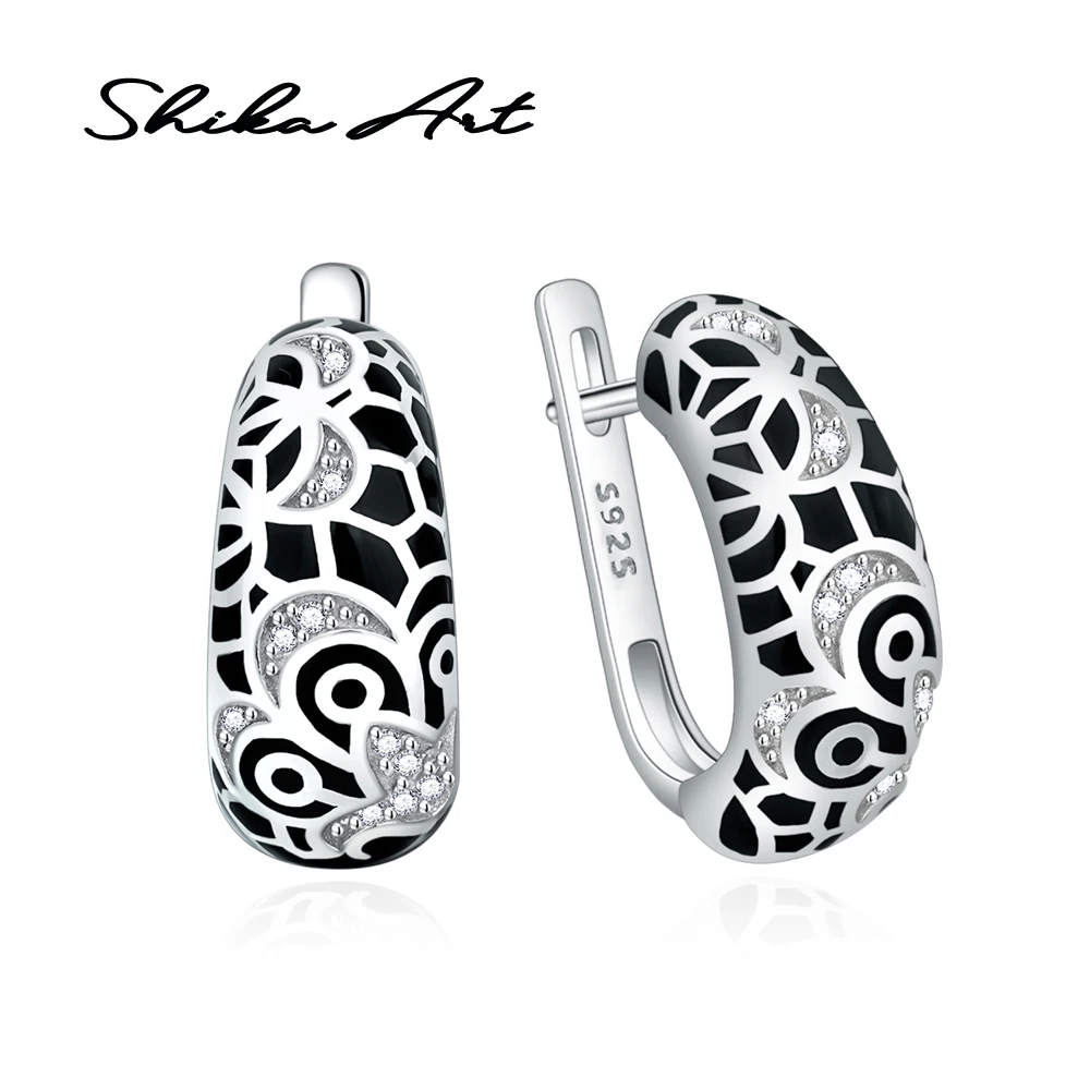 Женский комплект украшений SHIKA ART Комплект из серебра 925 пробы с черным цветком