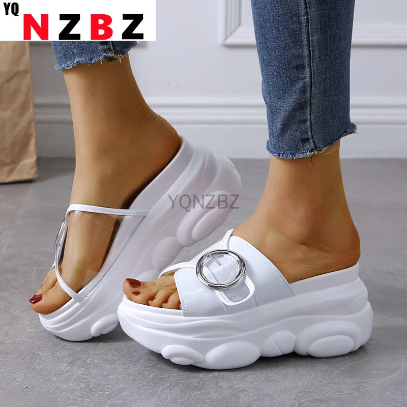 

34-41 Big Size Shoes for Women 9cm/3.5 inch Height Wedge Slippers Fashion Shoes Woman Flat Platform Thick Bottom Summer