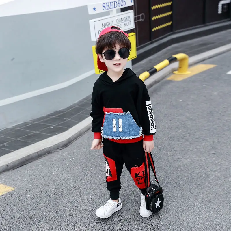 Комплект из 2 предметов спортивный костюм осенне-зимний свитер с капюшоном для