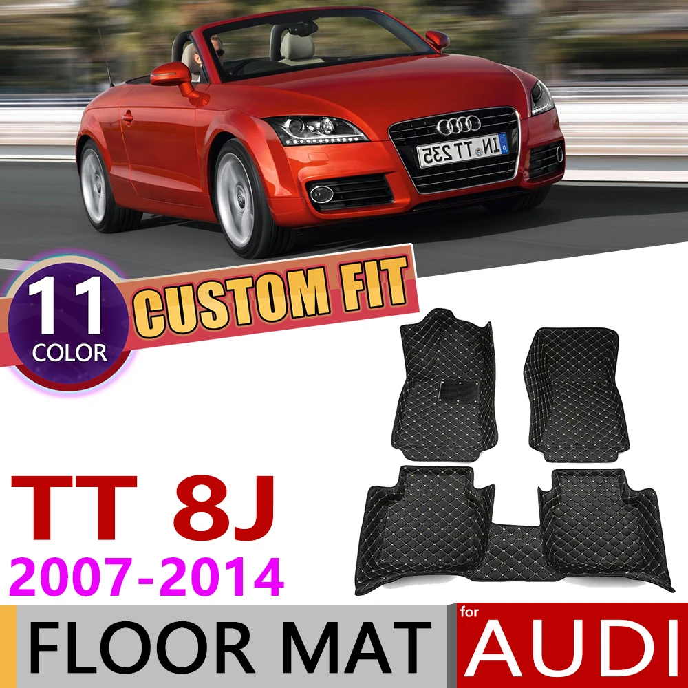 Кожаные автомобильные коврики на заказ для Audi TT Roadster 8J MK2 2007~, 2 места, автомобильные коврики для ног, аксессуары для ковров, 2008, 2009, 2010, 2011