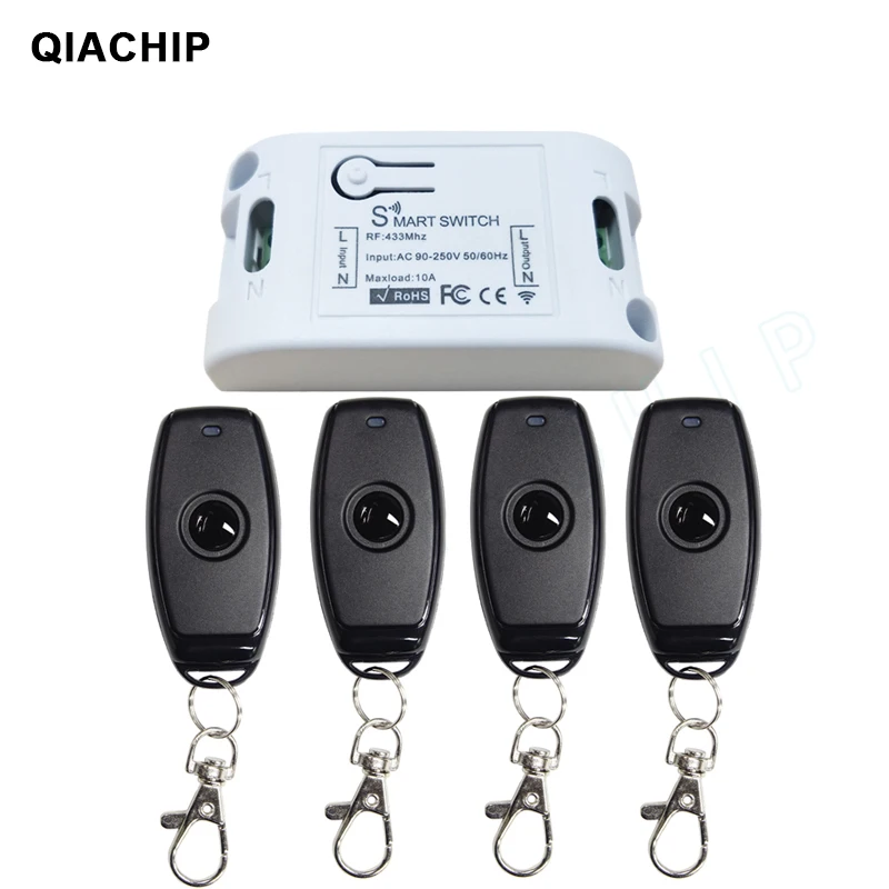 QIACHIP Универсальный Беспроводной 433 MHz AC 110 V 220 V 1 CH дистанционного Управление переключатель ВЧ реле Модуль приемника для свет открывания двери гаража