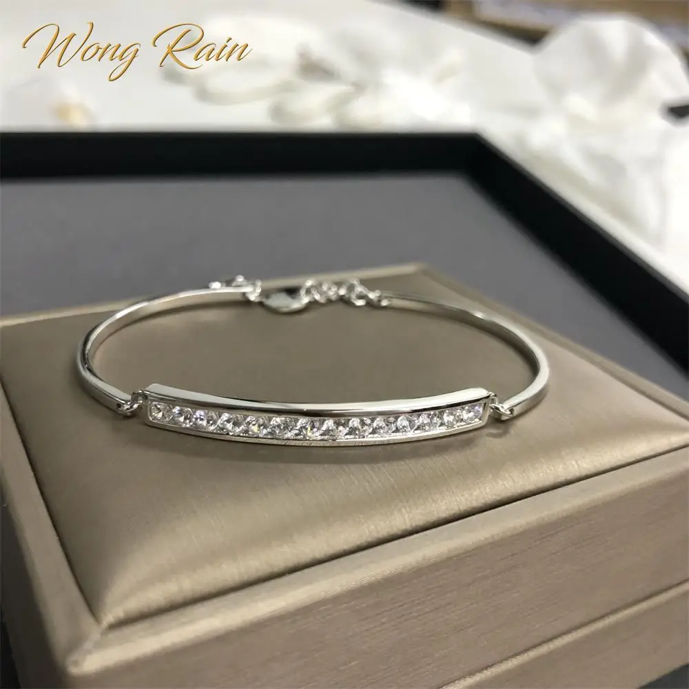 Вонг дождь Классический 100% Серебро 925 пробы искусственный Муассанит браслет из