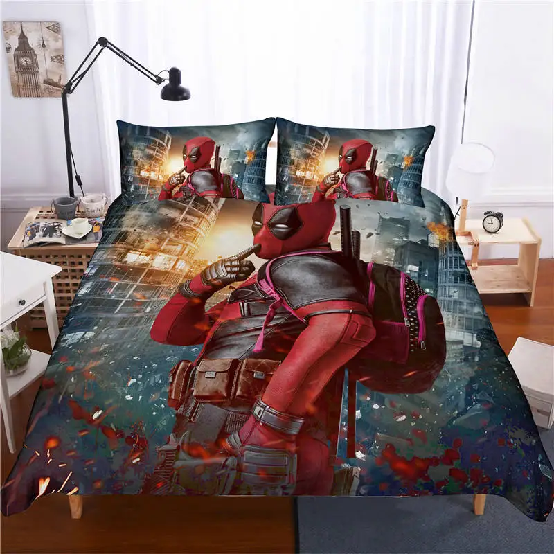 as photo Мультфильм Дэдпул 3D печатных постельных принадлежностей набор тканный набор постельных принадлежностей супергерой постельных принадлежностей Набор для детские наборы постельных принадлежностей - Цвет: as photo
