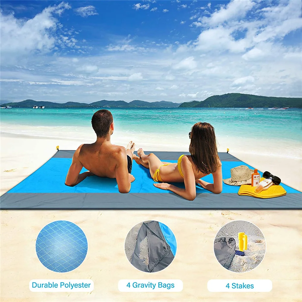 

Foldable Beach Towels Mat Waterproof Camping Beach Blanket Portable Pocket Picnic Mat Lightweight Sand Beach Throw Tent Cover