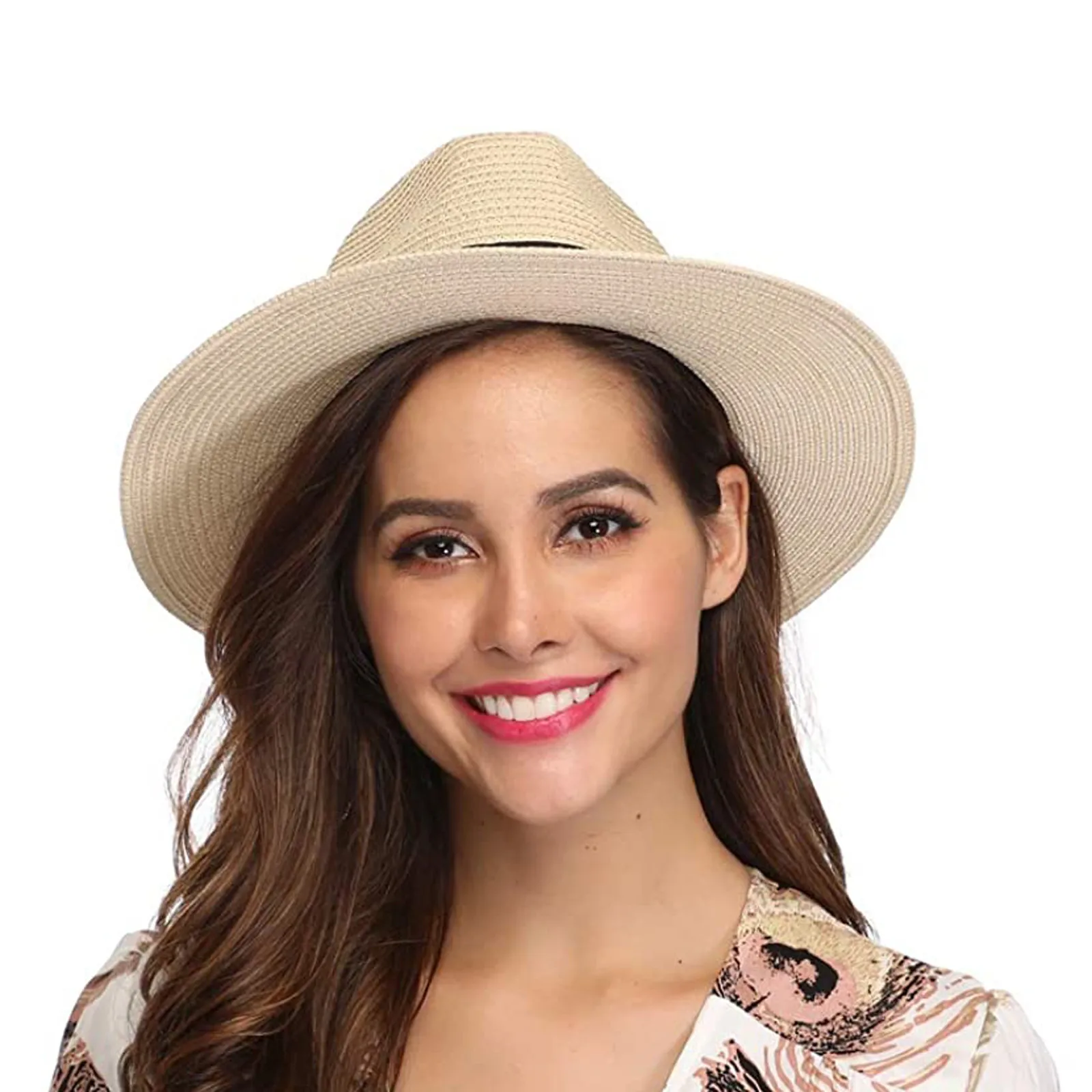 

Hot Fashion Summer Casual Unisex Beach Trilby Large Brim Jazz Sun Hat Panama Hat Paper Straw Women Men Cap With Black Ribbon