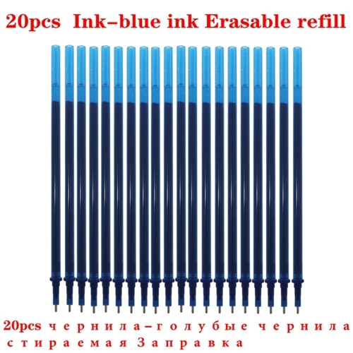 20pcs ink blue Refil 20 шт./лот стержень со стираемыми чернилами набор моющаяся ручка стираемая гелевая ручка 0,5 мм синие черные чернила школьные офисные канцелярские принадлежности - Цвет: 20pcs ink blue Refil