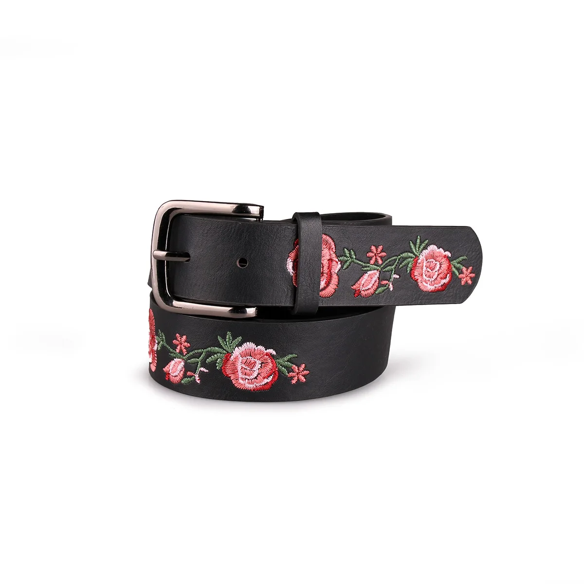 Belts For Women Flora Rose Embroider Belt Sweet Flower Black High Quality Girl's Waist Belt woman belts for dress BL622