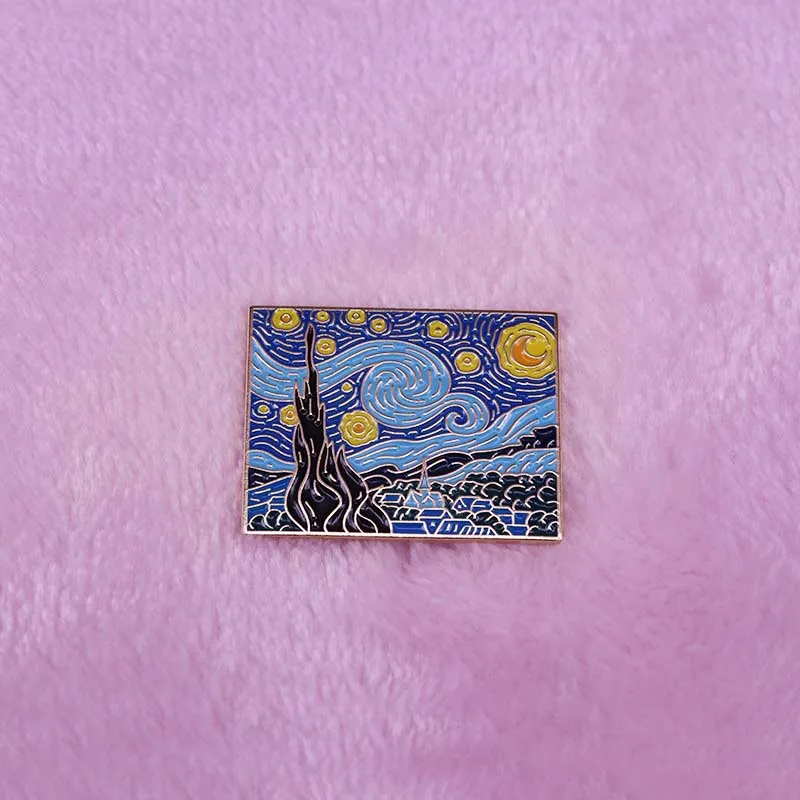 Эмалированная булавка с изображением звездной ночи художественный значок