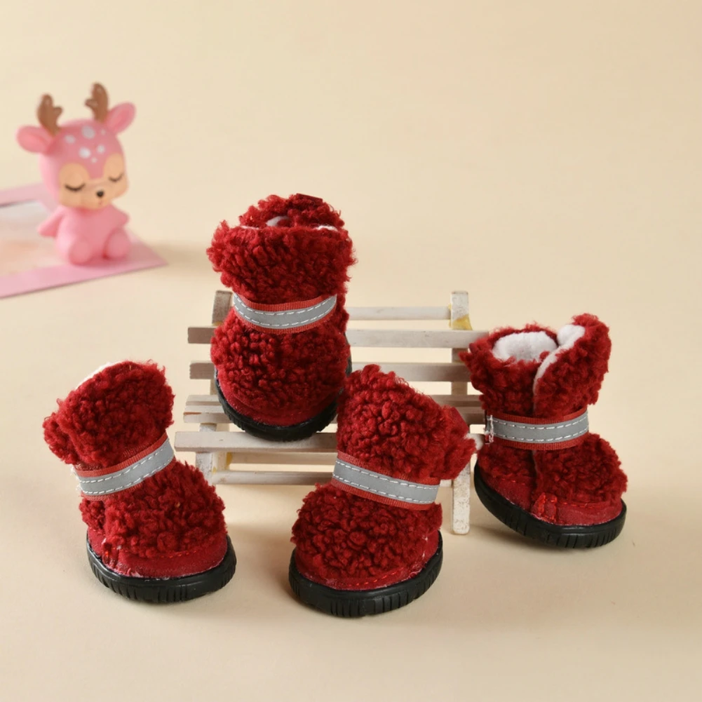 

Теплые зимние ботинки для домашних питомцев, 4 шт./компл., Нескользящие зимние ботинки для маленьких собак и кошек, обувь для чихуахуа, Shih, Tzu, ...