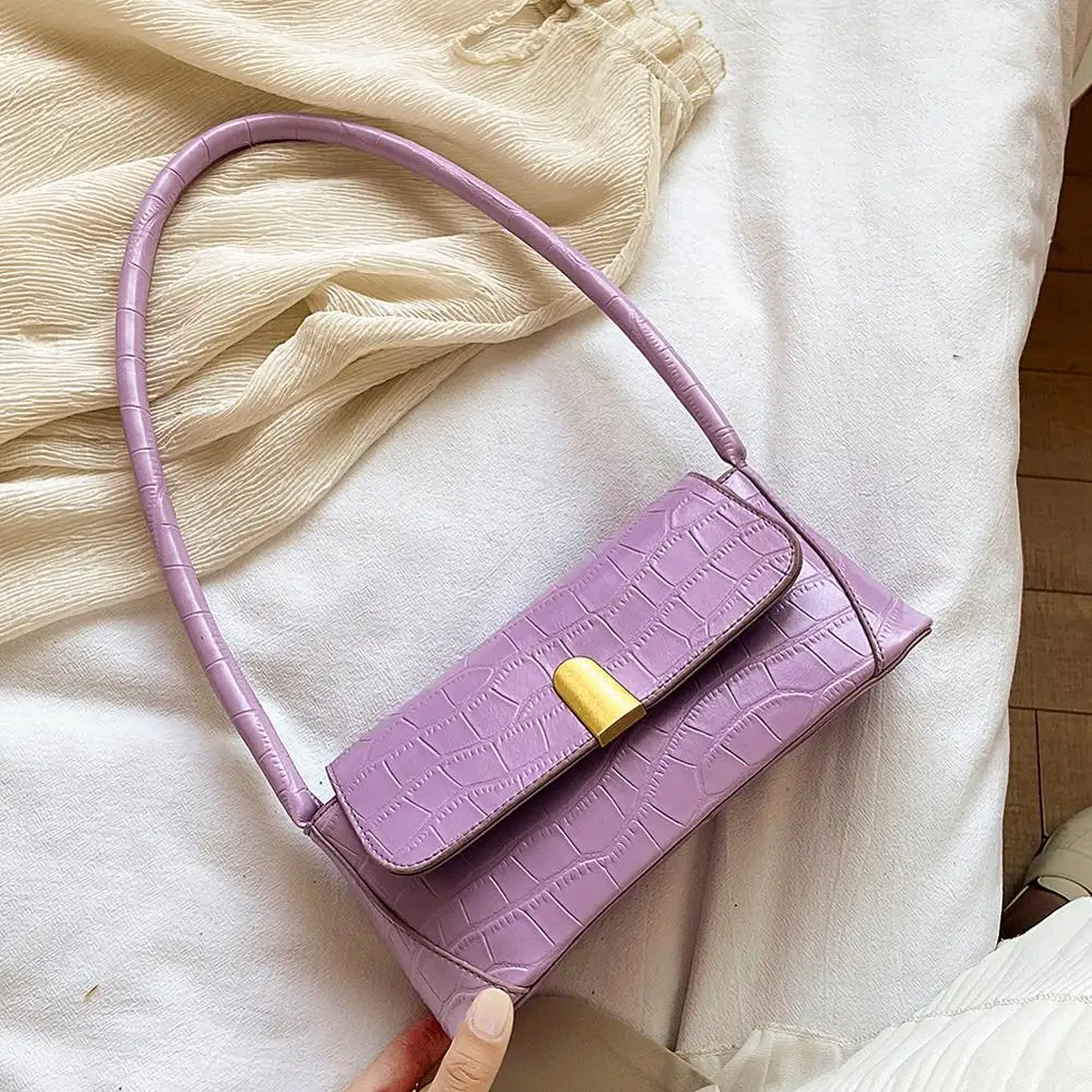 

Vintage Crocodile Pattern Women Shoulder Bags 2020 Retro Split PU Leather Bags sac Solid Ladies Small Messenger Handbag Female