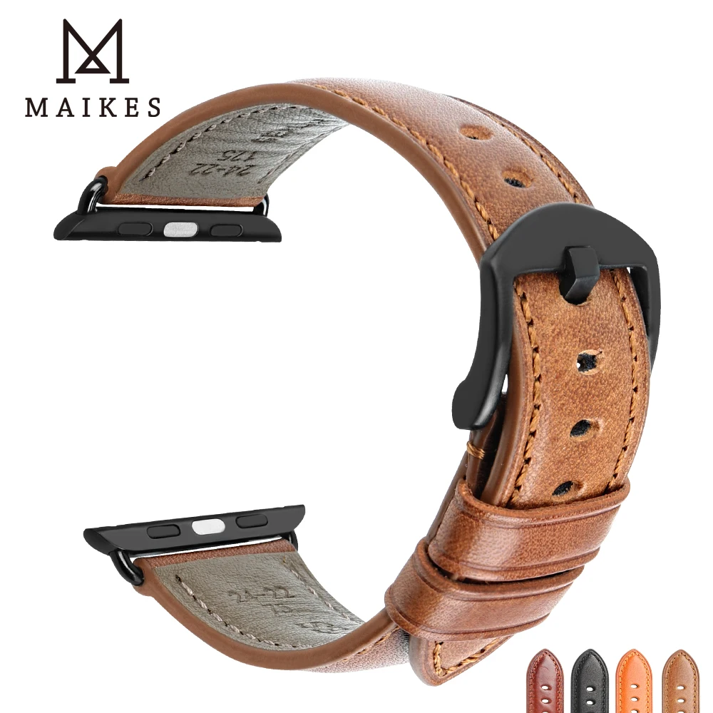 MAIKES для Apple Watch Band 44 мм 40 и ремешок часов аpple 42 38 натуральная кожа часы аксессуары