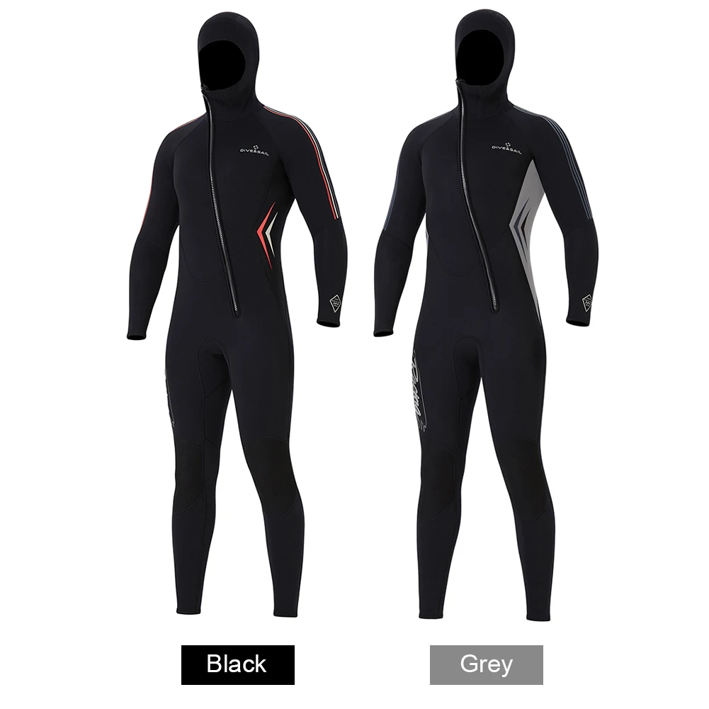 

Men One-Piece Swimsuit 3mm Neoprene Full Body HoodedWetsuit UV Protection Thermal Snorkeling Zipper Clothing