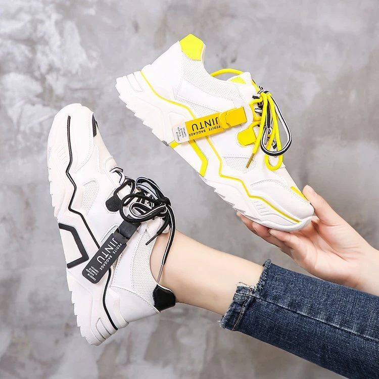 Women Chunky Sneakers Fashion Platform Shoes Ladies Lace Up Casual Dad 2019 Autumn Female Breathable Comfortable | Обувь