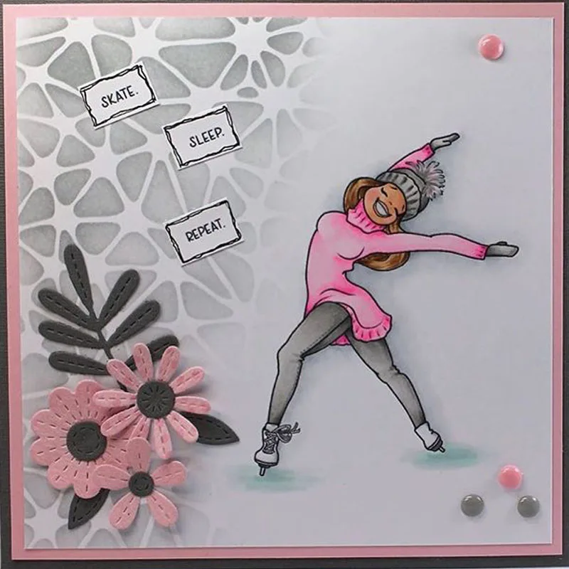 Кататься на коньках прозрачные наклейки для Скрапбукинг и карточками создания