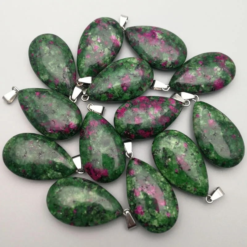 

Drop Shipping Natural stone pendant red green treasure large drop necklace pendant accessories accessories wholesale
