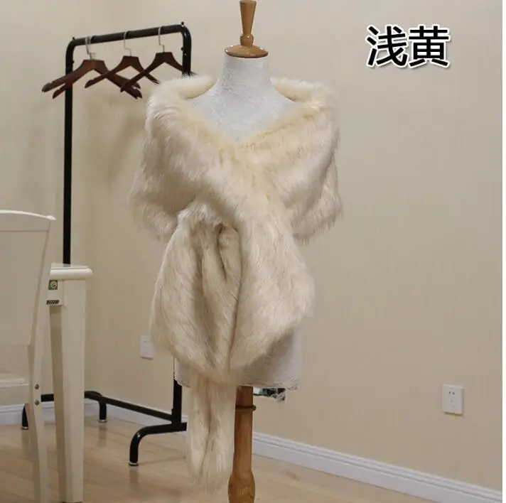 Qearlstar женская большая роскошная меховая шаль толстый Болеро Свадебная накидка из