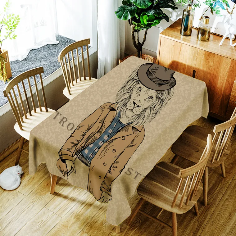 

Simple style waterproof household printing anthropomorphic animal pattern washable tablecloth