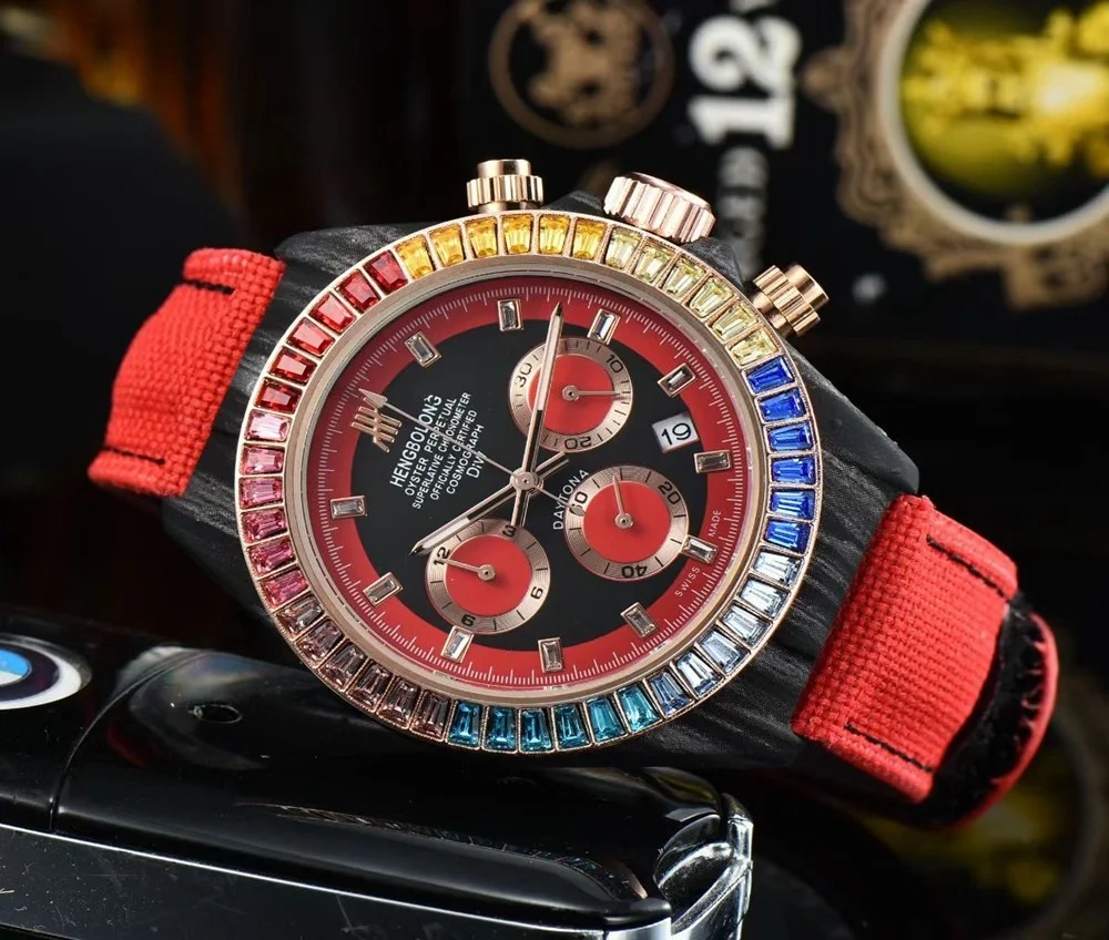 

Men's watches Top Fire Luxury Fashion Quarter watch Black case Rolexable Male watch Silicon tape AAA wristwatch