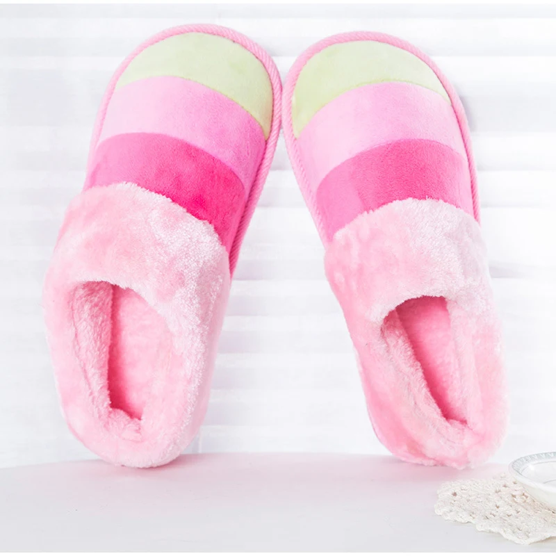 

Women Fur Slippers Ladies Slip On Winter Plush Warm Shoes Woman Mixed Color Indoor Comfort Platform Shoes Female Slipper 2020