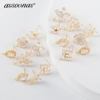 assoonas m1093flower shapediy earrings connectorscopper metalcharmswomen accessories for jewelry making6pcslot