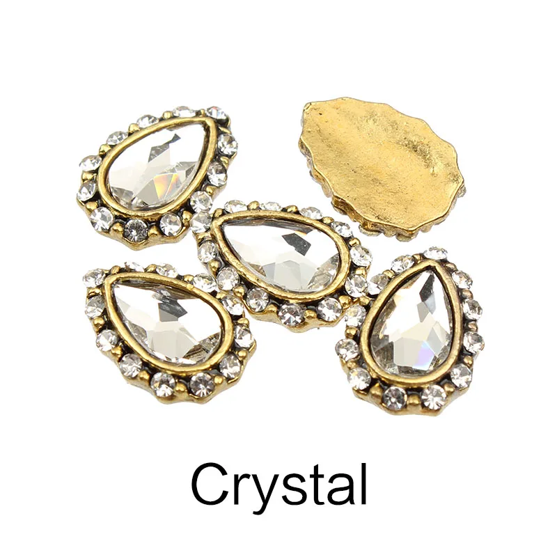 Drop Crystal 20 шт./лот ретро сплав гвозди Шарм хрустальные бриллианты СТРАЗА под камень дизайн ногтей Декор ювелирные изделия аксессуары Стразы - Цвет: Drop Crystal