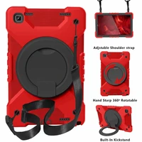case for samsung galaxy tab a 10 1 2019 sm t510 sm t515 silicon shockproof tablet cover 360 rotating stand with straps fundas