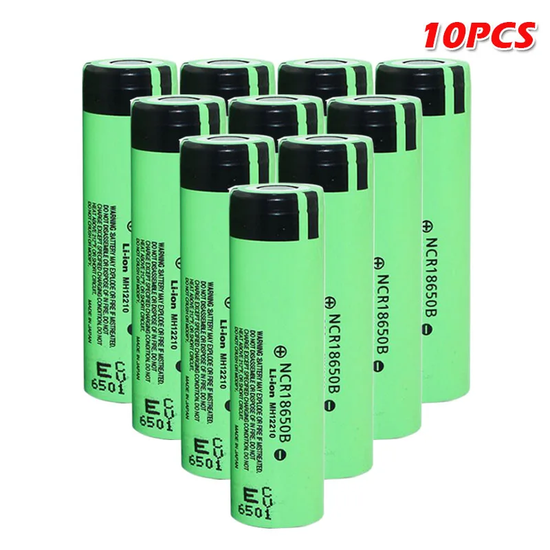 10PCS Panasonic, 3,7 v 18650 3400mah литиевая аккумуляторная батарея NCR18650B для фонариков тормозных компьютеров - Цвет: 10PCS