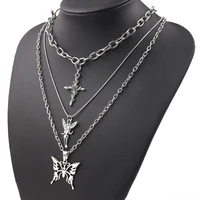 butterfly layer necklace angel sweater rose cross choker clavicle chain necklace for women party jewelry gift