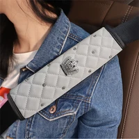 car accessories seat belt pu leather diamond crown car safety belt shoulder cover seat belt padding pad protection auto interior