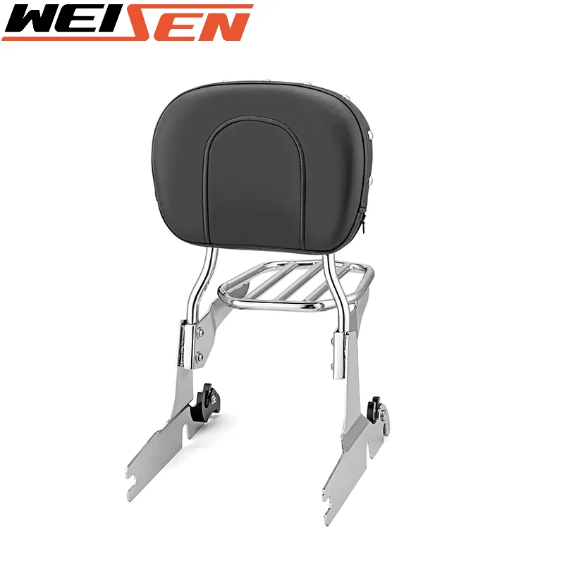 

For Harley-Davidson Softail Heritage Classic Passenger Backrest Sissy Bar +Luggage Rack Studded Large Pad Durable Pu Leather