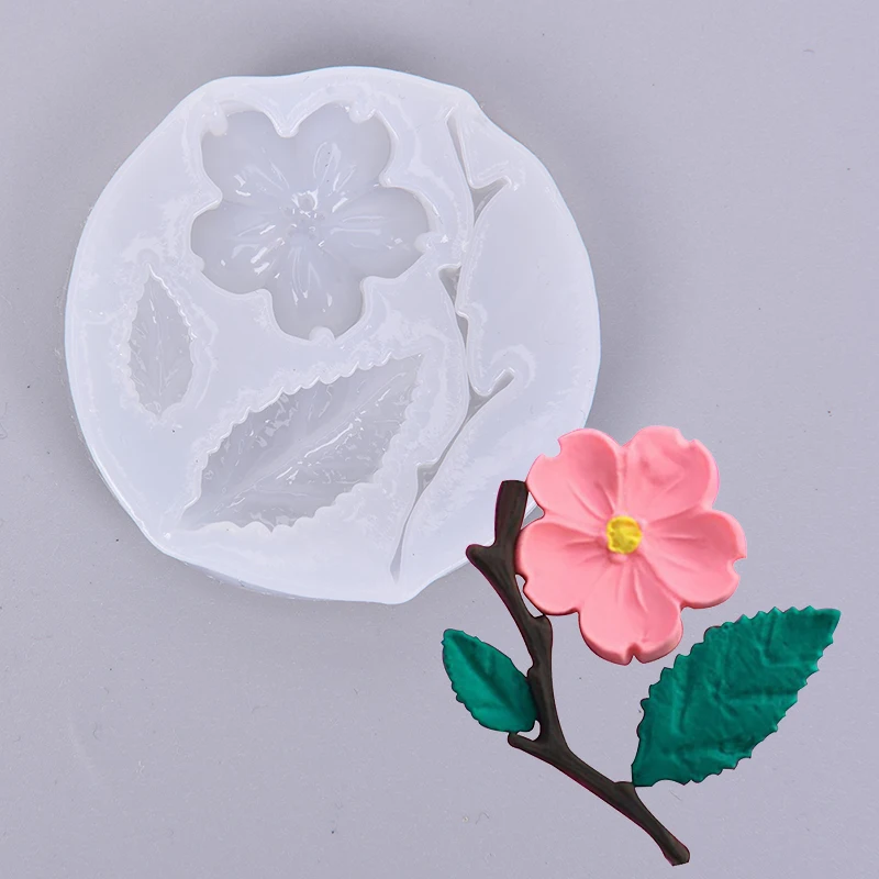 1 шт./лот многоразовые вишневые цветы ветка листьев силиконовая форма DIY глина УФ