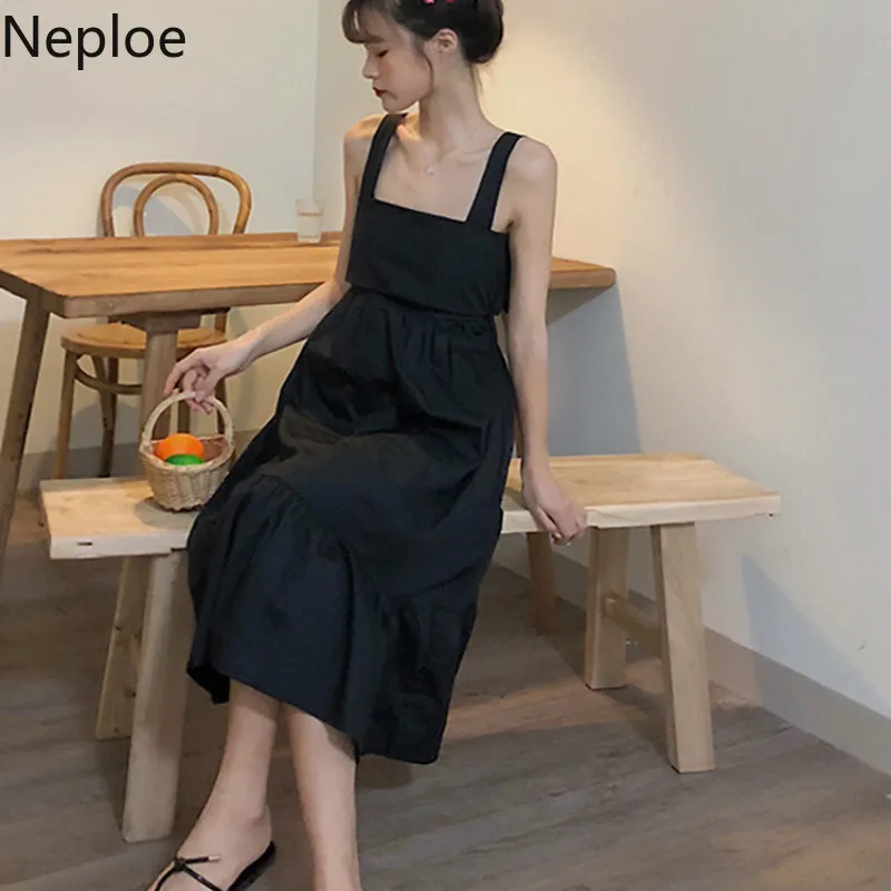 Женское платье Neploe с бантом лето 2019 модное без бретелек рукавов однотонное