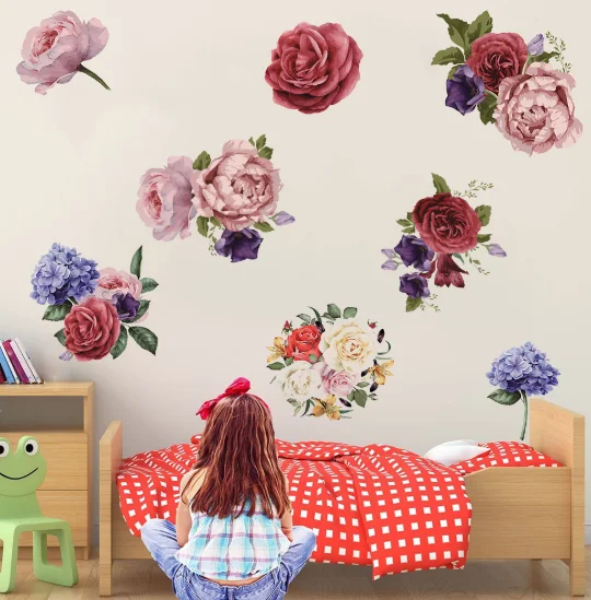 

Peony Flower Wall Stickers Living Bedroom Home Decor Mural Poster Decal Removab