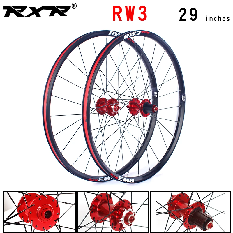 RXR-juego de ruedas para bicicleta de montaña, llantas de 29 pulgadas, aleación de aluminio, freno de disco RW3, 5 rodamientos, 7-11 velocidades, eje pasante/QR