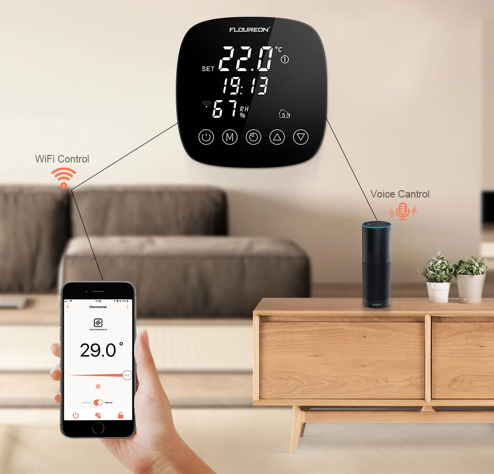 Floureon Wi Fi термостат программируемый Приложение Поддержка домашнего нагрева
