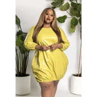 long sleeve dresses plus size 4xl 5xl o neck package hip yellow brown office work daily party wear gowns outfits for ladies 2021