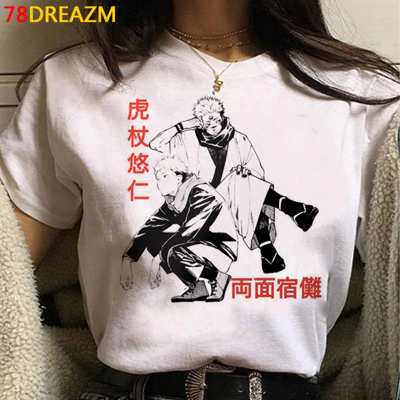 Jujutsu кайсен Gojo Satoru Юдзи Itadori летний топ с круглым вырезом, Мужская harajuku 2021 уличная harajuku kawaii одежда harajuku kawaii