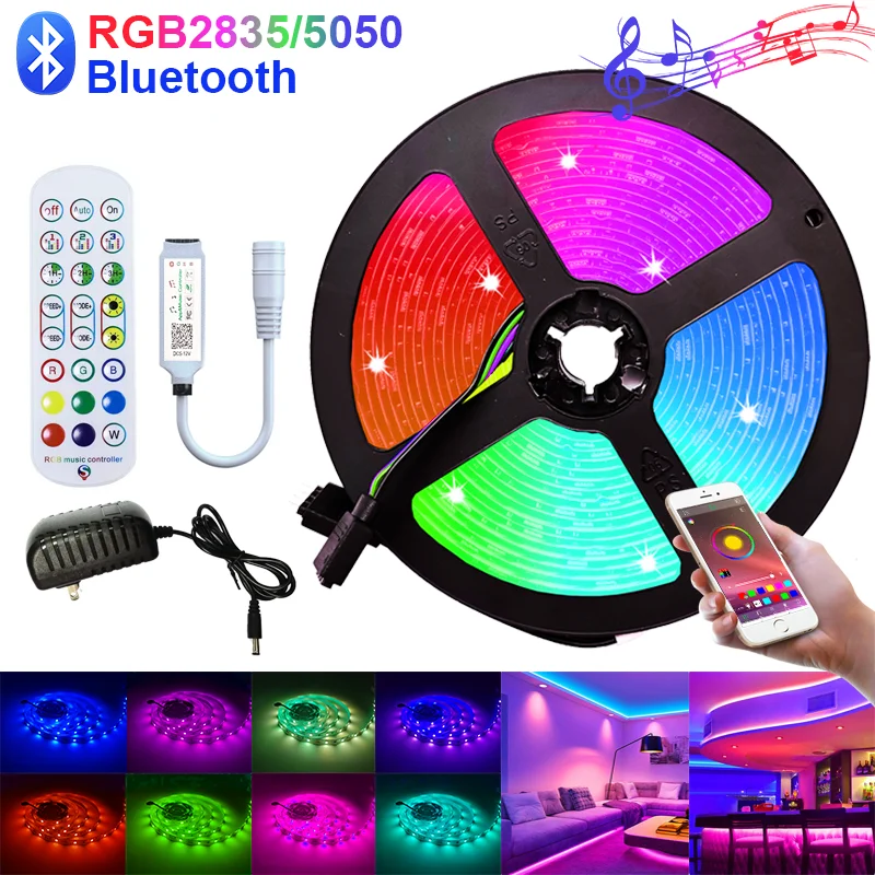 

LED Strip Lights Bluetooth RGB 5050 SMD 2835 WiFi Flexible RGB Tape Diode Waterproof Ribbon 5M 10M 15M LED Light DC 12V Control