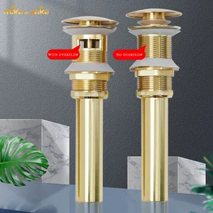 Золотая щетка для раковины ванной комнаты, Слив отходов, выскакивание отходов, тщеславие, слив раковины без и с переливом, античный кран, слив