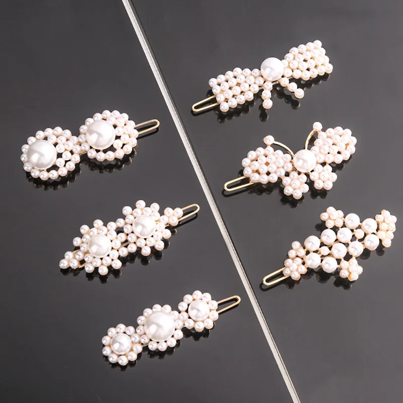 Ins чистая красная жемчужная заколка Женская Бабочка Лягушка Клип сплав ретро