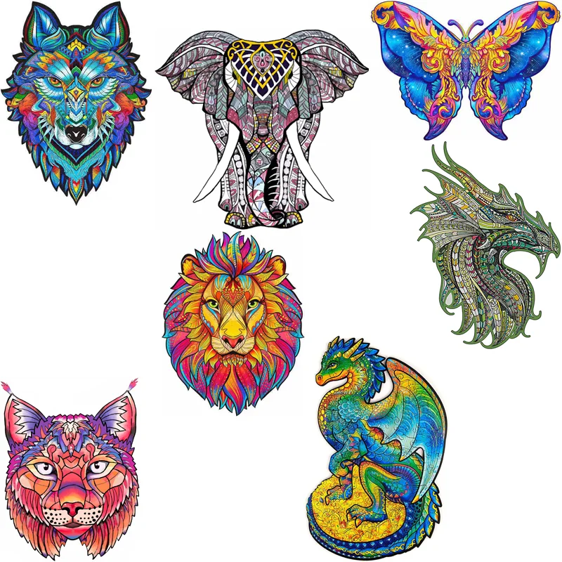 

Wooden Puzzle Laser Cutting Irregular Wooden Puzzle 3d Stereo Special-shaped Animal Children Adult Customization
