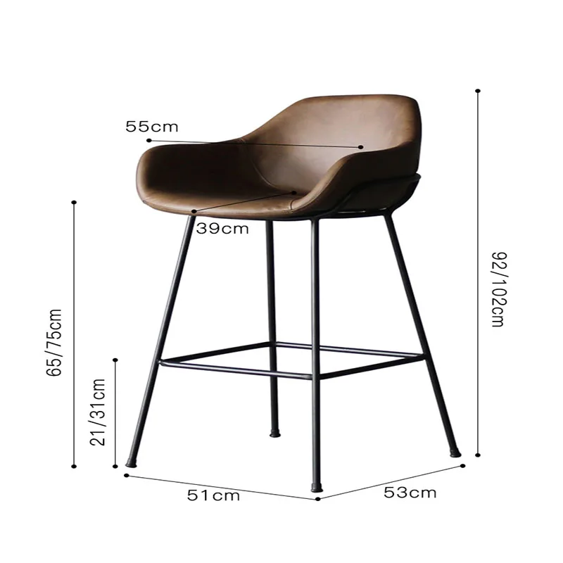 

Nordic retro back bar chair simple designer family iron high chair modern soft bag bar chair bar stool bar chair