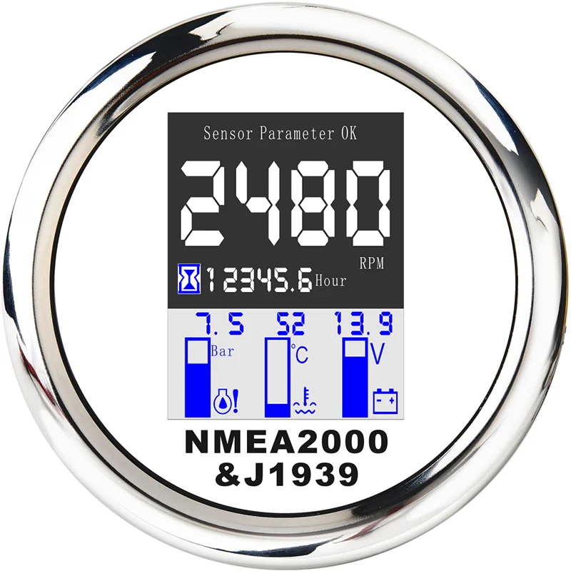 NMEA 2000 Многофункциональный Манометр 4 в 1 85 мм Цифровой тахометр температура воды