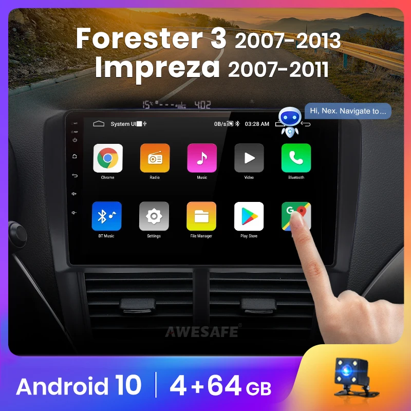 Автомагнитола AWESAFE PX9 мультимедийная стерео система на Android 10 без DVD с GPS