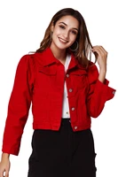 women basic short denim jacket spring denim jacket for women casual loose jeans jacket ladies fashion red denim coat streetwear