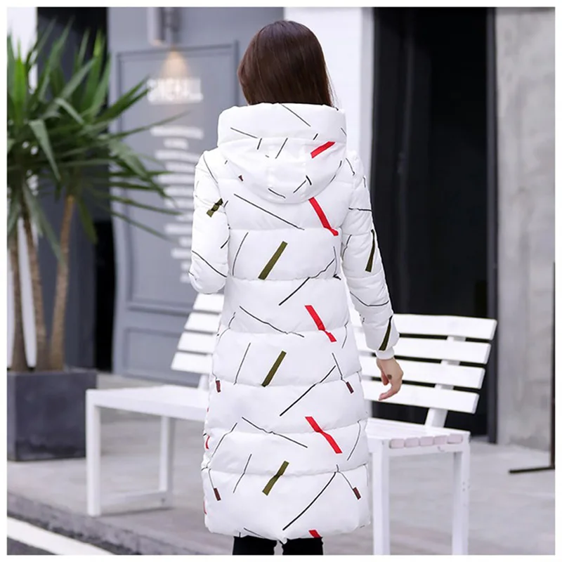 Parka woman basic jackets 2019 hooded warm cotton outwear women winter jackets female coat long slim print women down jackets