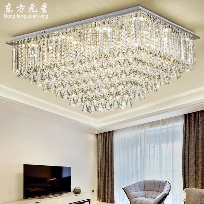 Современная хрустальная люстра прямоугольный многослойный Хрустальный фонарь