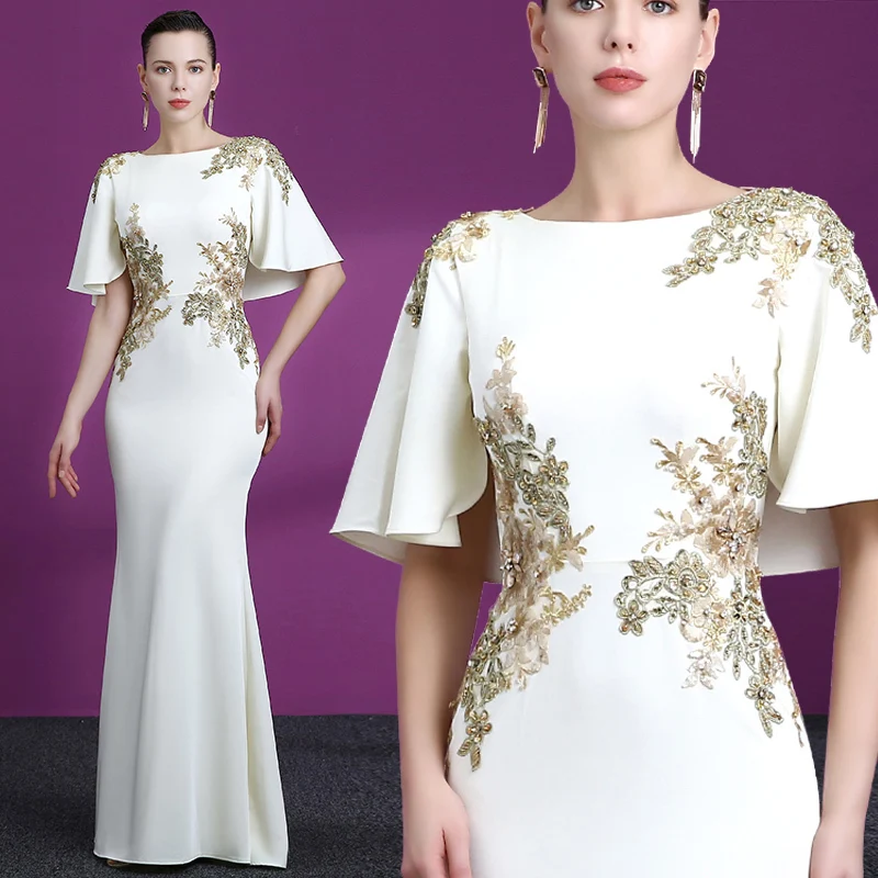 Женское вечернее платье 2019 с вышивкой для мамы свадебный банкет проведения
