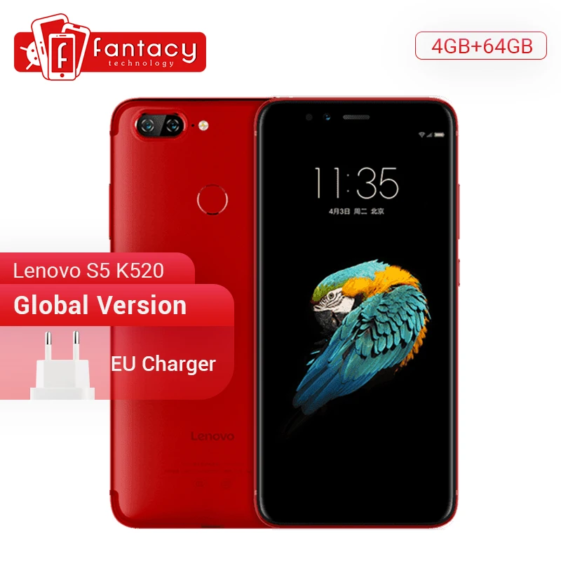 Lenovo S5 K520 с глобальной версией, 4 Гб ОЗУ, 64 Гб ПЗУ, восьмиядерный смартфон Snapdragon 625, двойная задняя камера 13 МП, мобильный телефон с функцией распознавания лица 4K